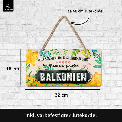 Blechschild Balkonien 5 Sterne
