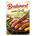 Blechschild 20x30cm – Bratwurst vom Grill Retro Motiv