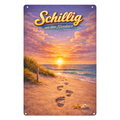 Blechschild 20x30cm – Schillig an der Nordsee Sonnenuntergang Strand