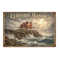 Blechschild 30x20 cm – Cliffside Manor Vintage Küstenvilla Retro Metallschild