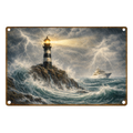 Blechschild 30x20 cm – Leuchtturm im Sturm Vintage Maritime Wanddeko