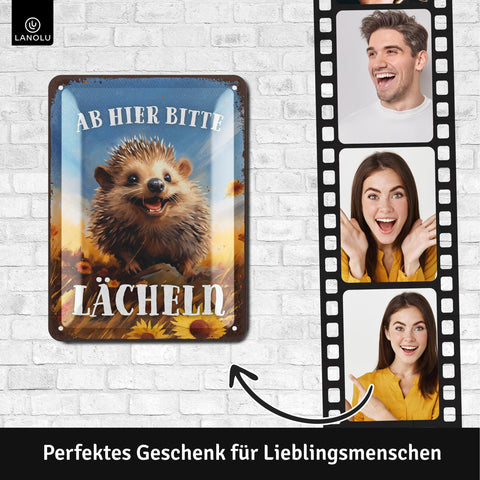 Blechschild Ab hier bitte lächeln