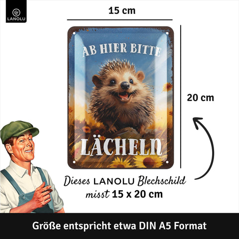 Blechschild Ab hier bitte lächeln