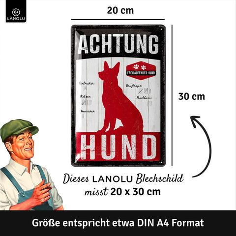 Blechschild Achtung Hund rot