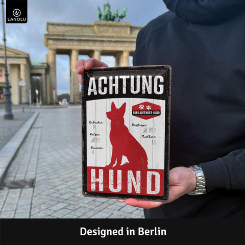Blechschild Achtung Hund rot