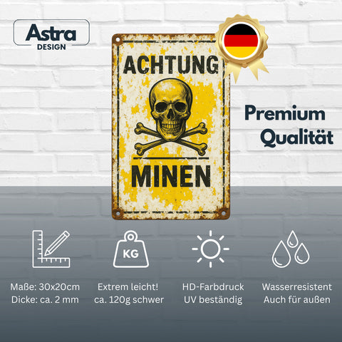 Achtung Minen Blechschild