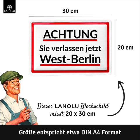 Blechschild West Berlin verlassen