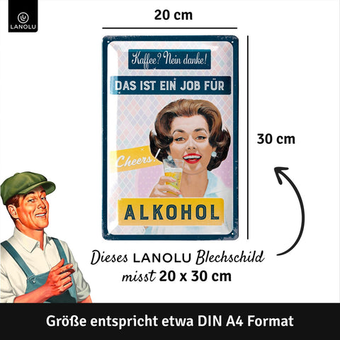 Blechschild Job für Alkohol mit Frau
