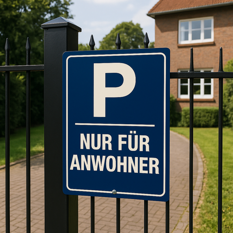 Anwohner Parkplatz Blechschild