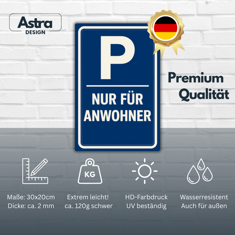 Anwohner Parkplatz Blechschild