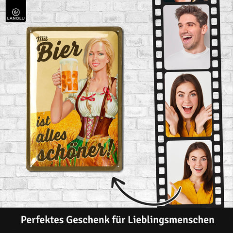 Blechschild Alles schöner mit Bier