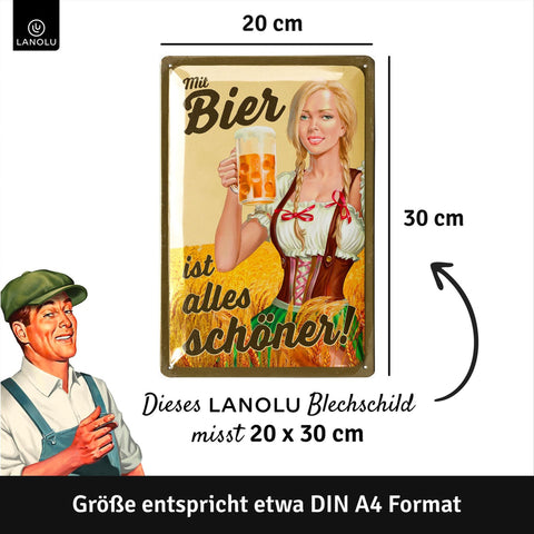 Blechschild Alles schöner mit Bier