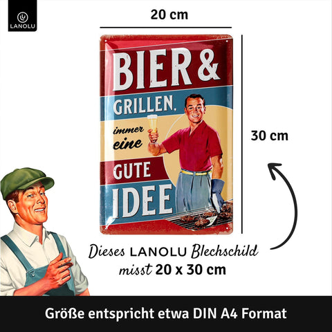 Blechschild Bier & Grillen