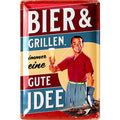Blechschild Bier & Grillen
