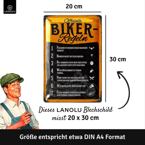 Blechschild Offizielle Biker Regeln