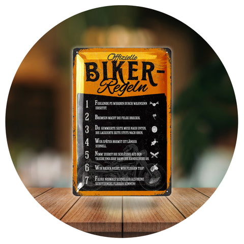Blechschild Offizielle Biker Regeln