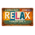 Blechschild 15x30cm – Relax Enjoy Life Chill Out Zone Retro Schild