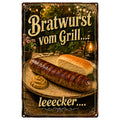 Blechschild 20x30cm – Bratwurst vom Grill lecker Grillspruch