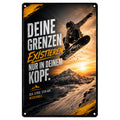 Blechschild 20x30cm – Deine Grenzen Existieren Nur In Deinem Kopf Snowboard Motivation