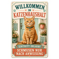 Blechschild 20x30cm – Katze Katzenhaushalt Dekoschild