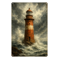 Blechschild Leuchtturm im Sturm