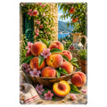 Blechschild 20x30cm – Pfirsiche Mediterrane Sommer Deko Italien Obstgarten Landhausstil