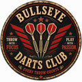 Blechschild Rund 30cm – Darts Club Retro Dartscheibe Steeldart Bar Deko
