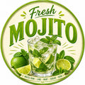 Blechschild Rund 30cm – Fresh Mojito Cocktail Sommer Bar Deko