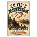 Blechschild 20x30cm – Zu viele Gedanken zu wenig Zeit Spruch Schild