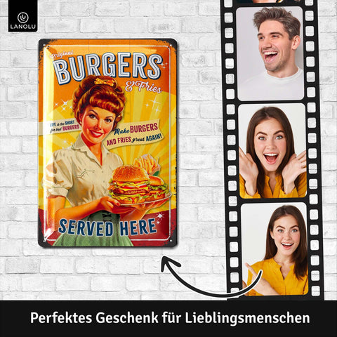 Blechschild Burgers and Fries