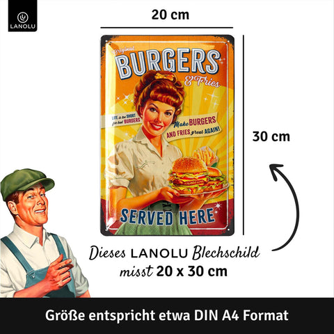 Blechschild Burgers and Fries