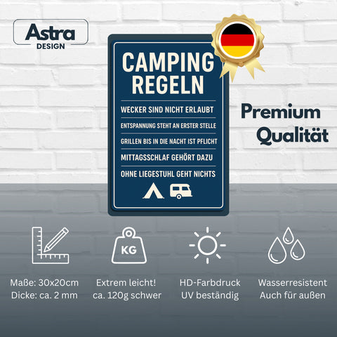 Camping Regeln Blechschild