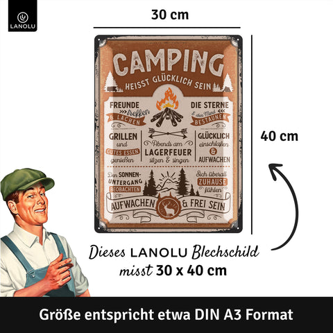 Blechschild Camping groß