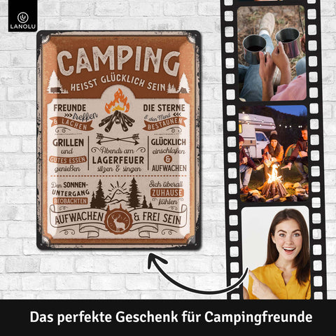 Blechschild Camping groß