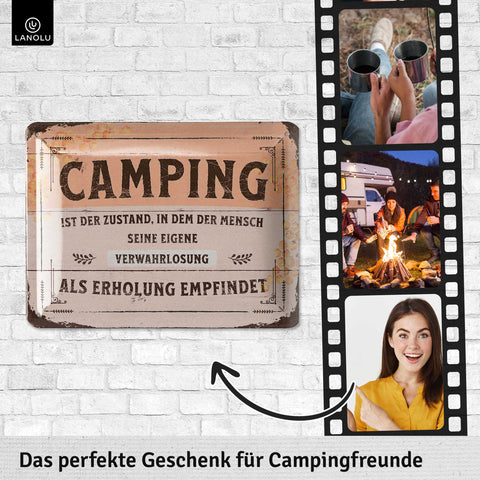 Blechschild Camping Erholung