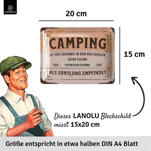 Blechschild Camping Erholung