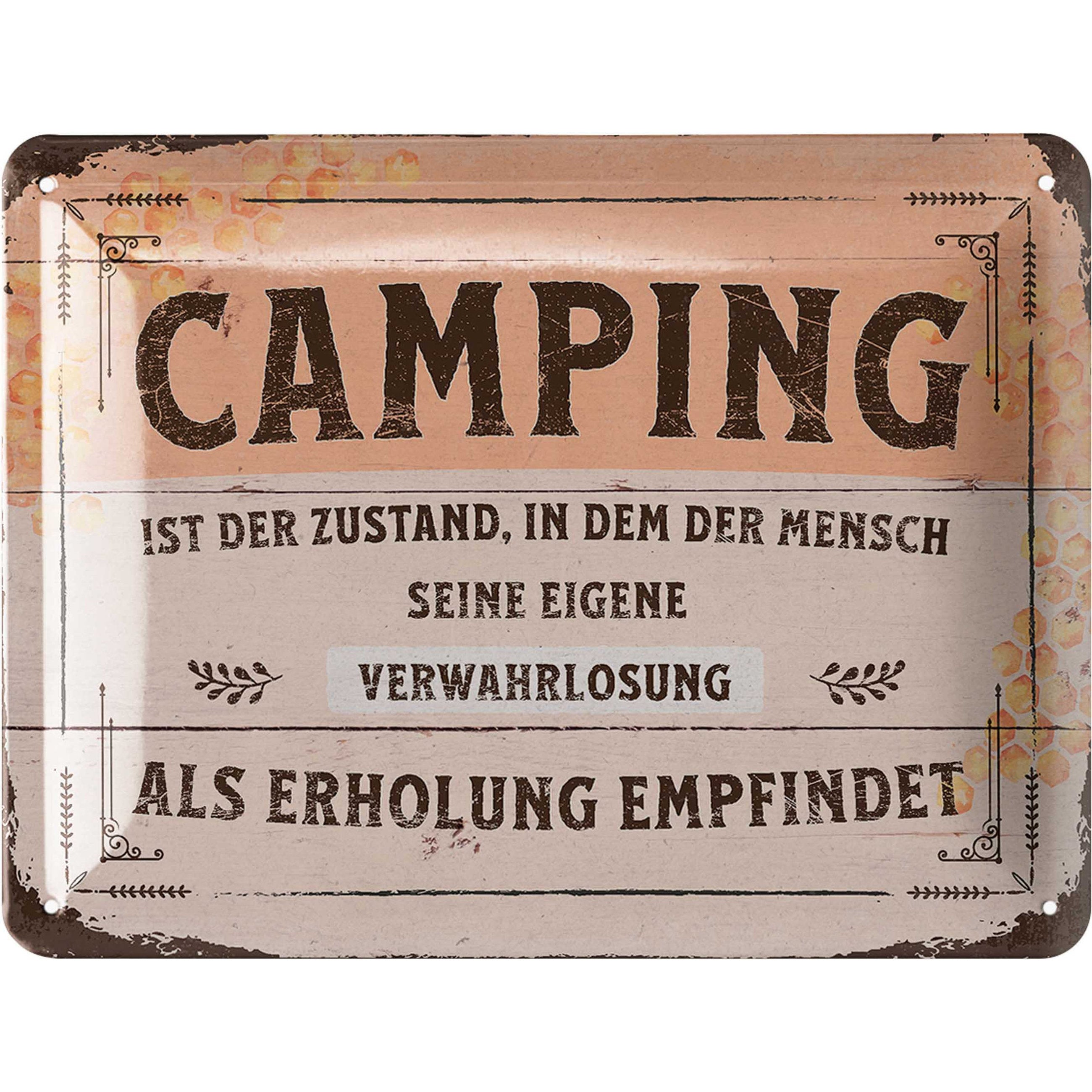 Camping-Schild Retro 15×20 cm – frecher Camper-Spruch – 💛