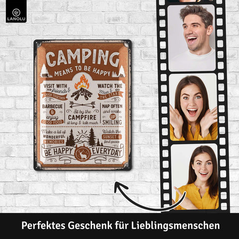 Blechschild Camping english