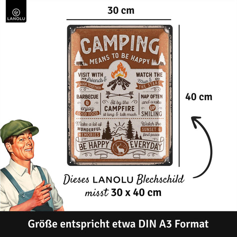 Blechschild Camping english