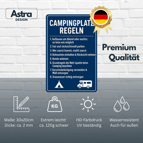 Campingplatz Regeln Blechschild