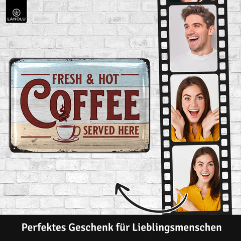 Blechschild Fresh & Hot Coffee