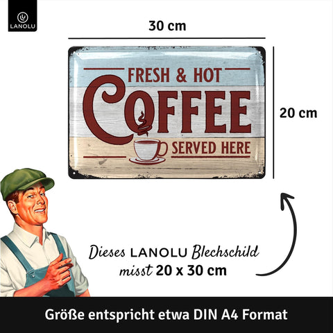 Blechschild Fresh & Hot Coffee