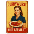 Currywurst Hier Serviert Blechschild Gelb/Rot - 20x30cm