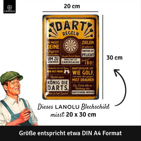 Blechschild Dart Regeln braun