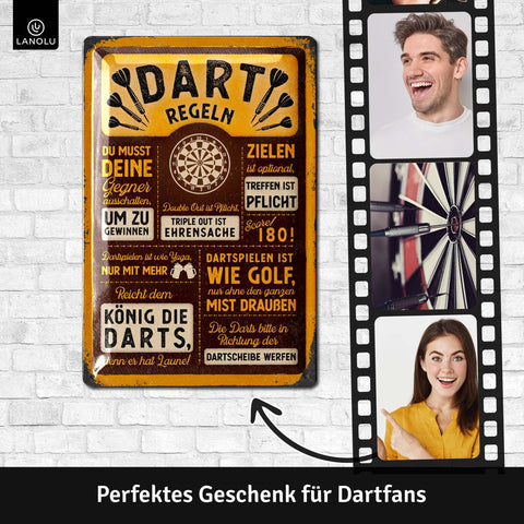Blechschild Dart Regeln braun