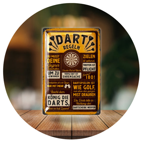 Blechschild Dart Regeln braun