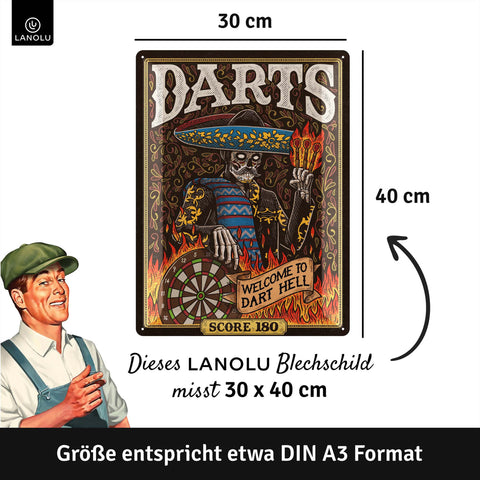 Blechschild Darts Mexican english