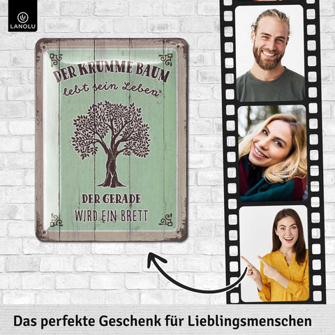 Blechschild Der krumme Baum