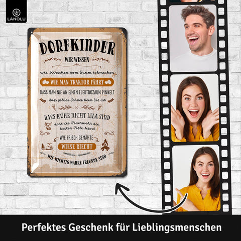 Blechschild Dorfkinder Wissen