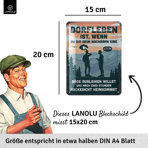 Blechschild Dorfleben